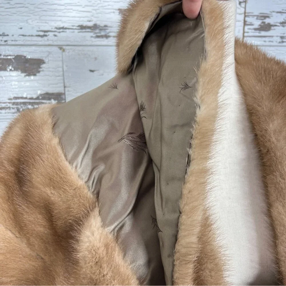 VINTAGE ANN ARBOR FURRIER Mink Fur Caplet Stole Autumn Haze Sz M/L